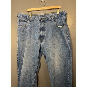 Eddie Domani Jeans Mens 42x30 Blue Denim Relaxed Fit Straight Leg Ramie Blend